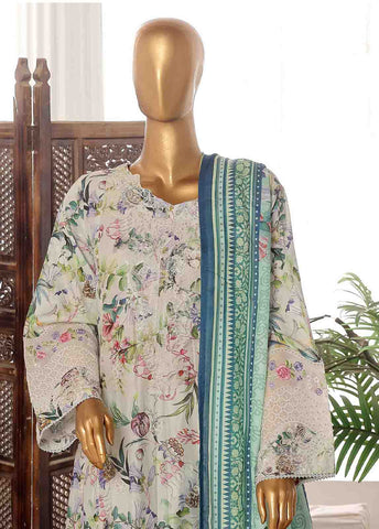 Bin Saeed Fabric - SME-FR-747-3 Piece Lawn Embroidered Frock Style Suit