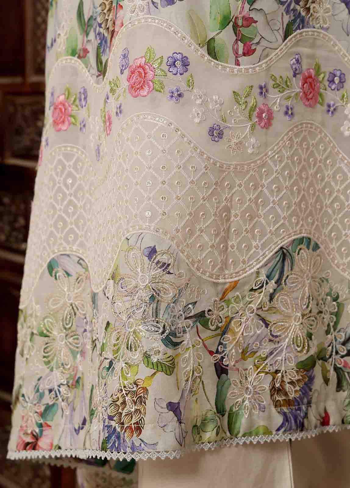 Bin Saeed Fabric - SME-FR-747-3 Piece Lawn Embroidered Frock Style Suit