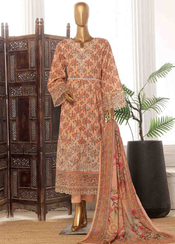 Bin Saeed Fabric - SME-FR-773-3 Piece Lawn Embroidered Frock Style Suit