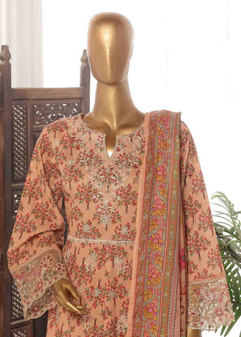 Bin Saeed Fabric - SME-FR-773-3 Piece Lawn Embroidered Frock Style Suit