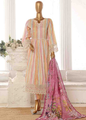 Bin Saeed Fabric - SME-FR-778-3 Piece Lawn Embroidered Frock Style Suit
