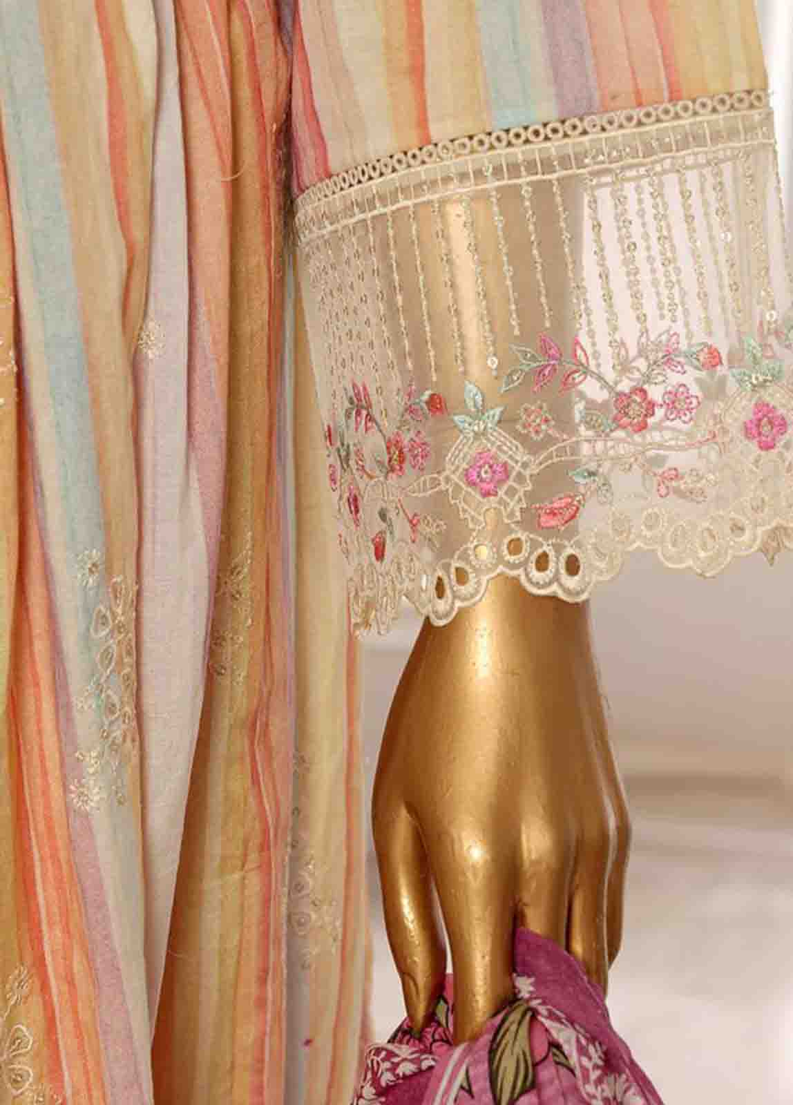 Bin Saeed Fabric - SME-FR-778-3 Piece Lawn Embroidered Frock Style Suit