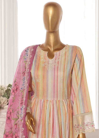 Bin Saeed Fabric - SME-FR-778-3 Piece Lawn Embroidered Frock Style Suit