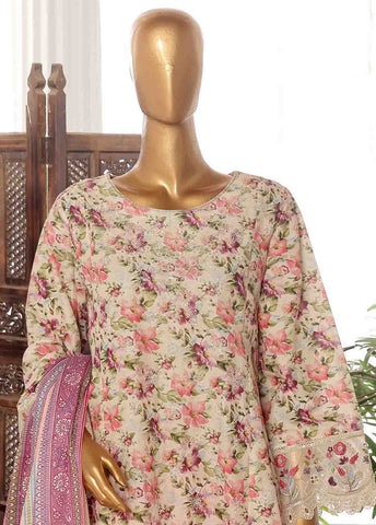 Bin Saeed Fabric - SME-FR-779-3 Piece Lawn Embroidered Frock Style Suit