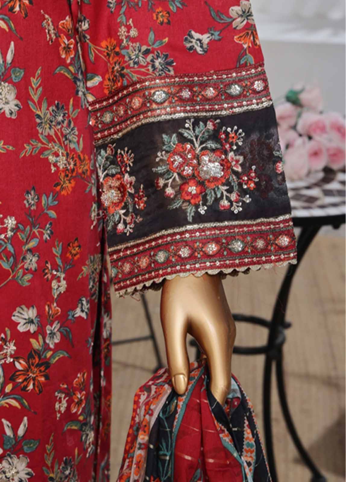 Bin Saeed Fabric - SME-KT-042 -3 Piece Embroidered Coat Styled Stitched Suit