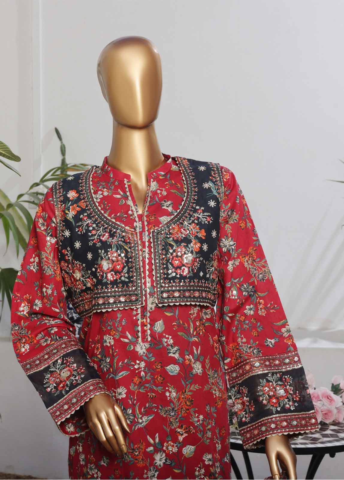 Bin Saeed Fabric - SME-KT-042 -3 Piece Embroidered Coat Styled Stitched Suit