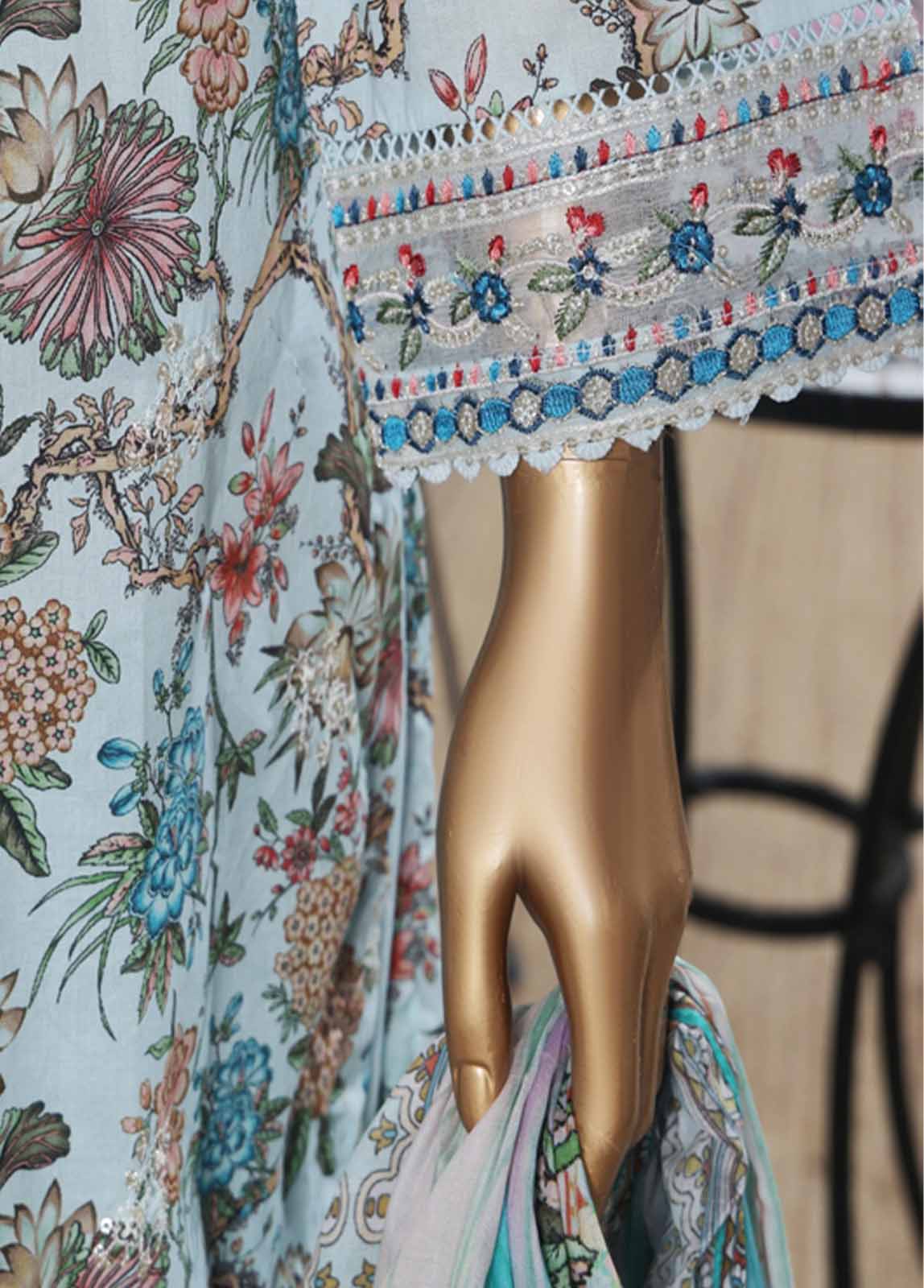 Bin Saeed Fabric - SME-KT-0767 -3 Piece Embroidered Coat Styled Stitched Suit