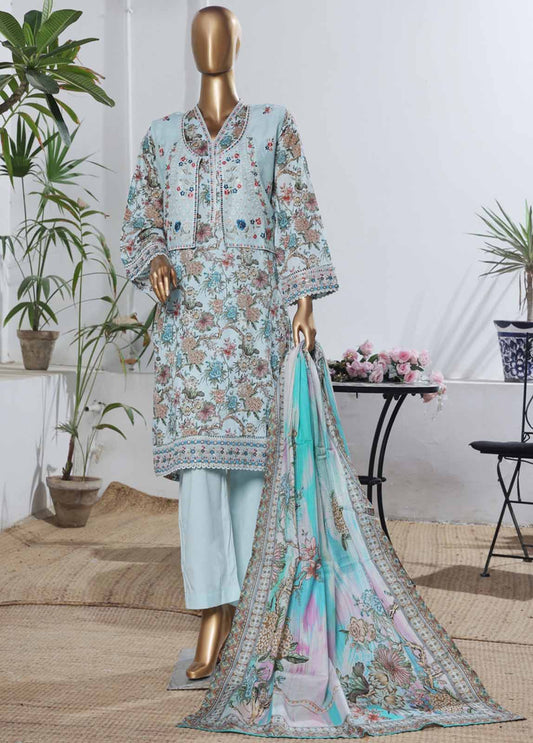 Bin Saeed Fabric - SME-KT-0767 -3 Piece Embroidered Coat Styled Stitched Suit