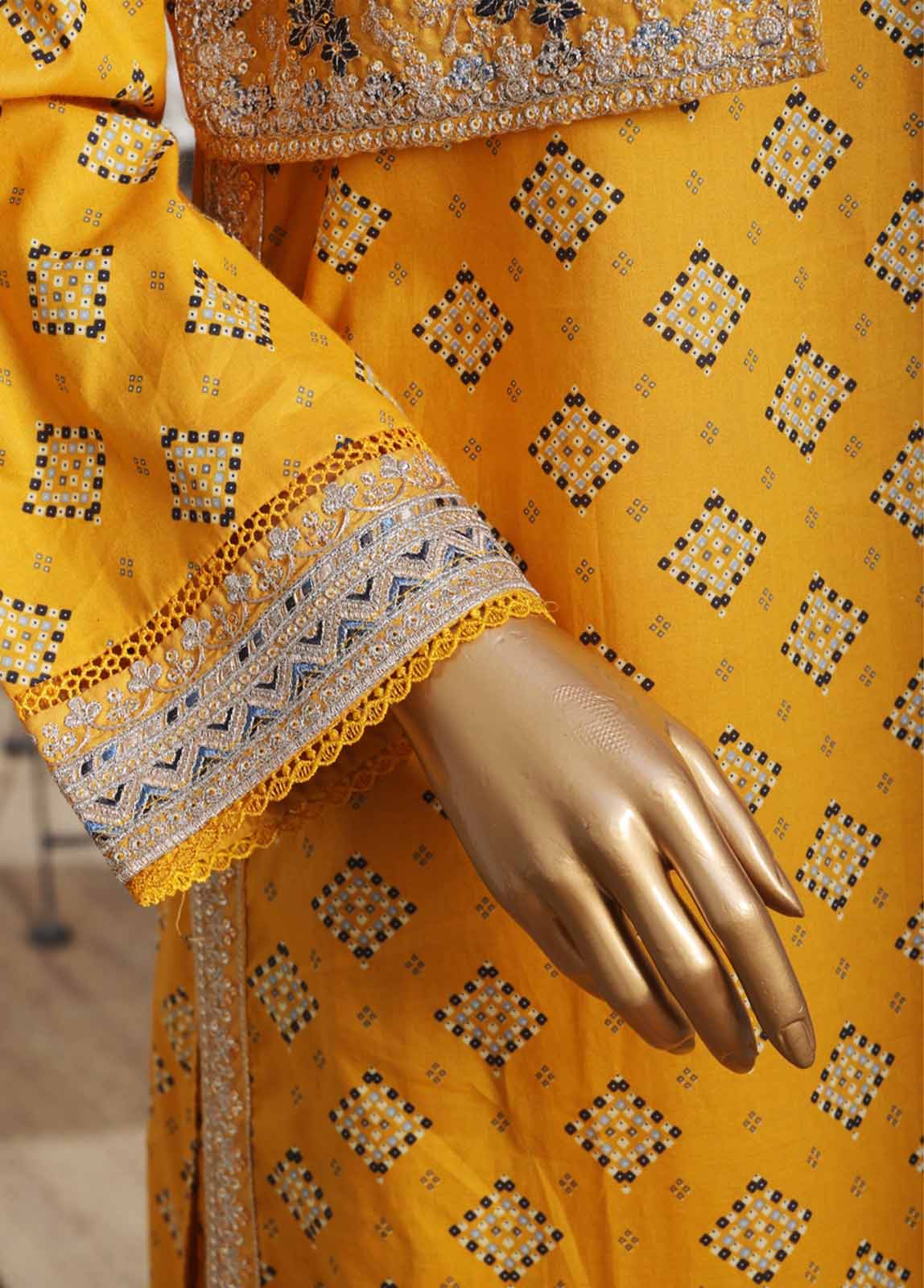 Bin Saeed Fabric - SME-KT-0793 -3 Piece Embroidered Coat Styled Stitched Suit