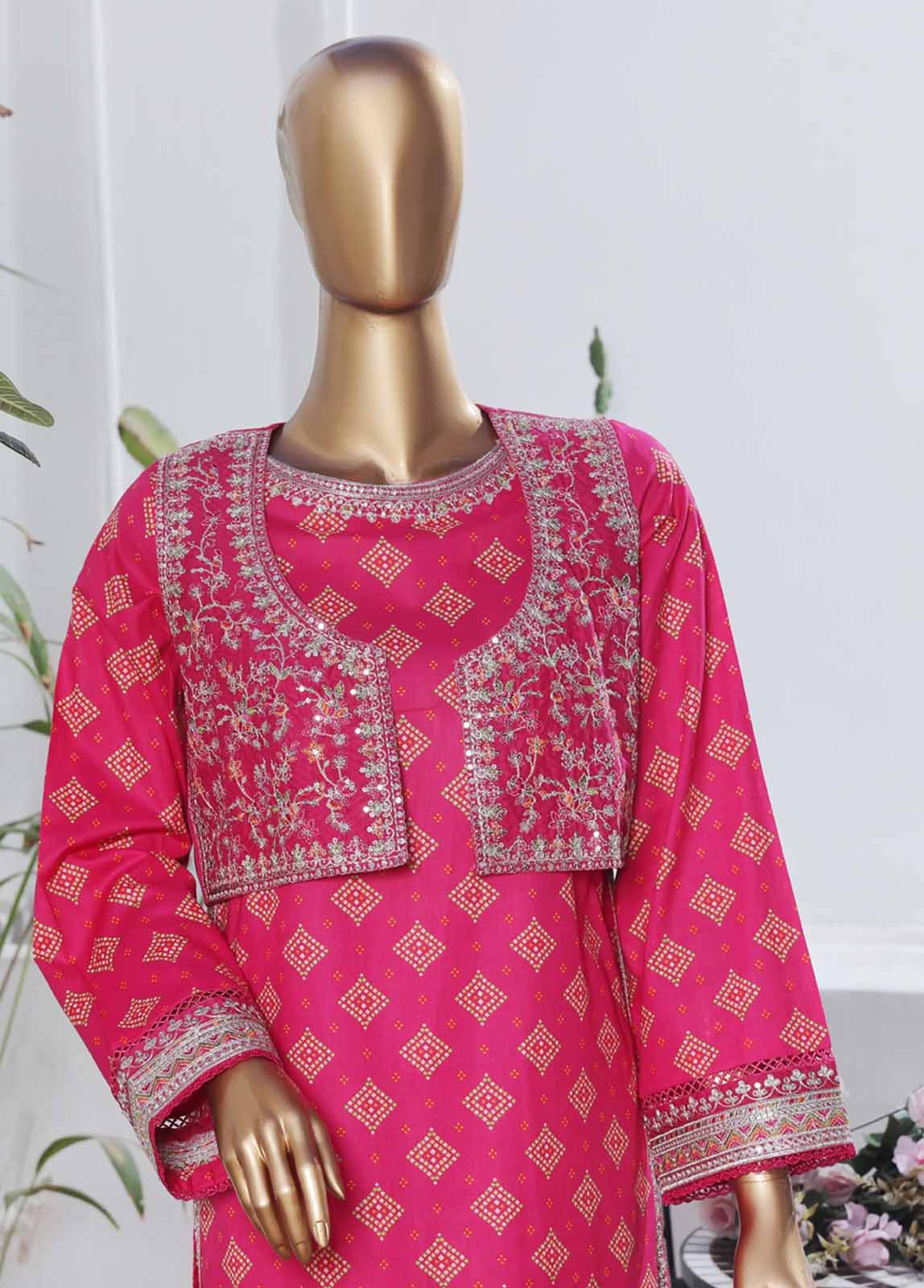 Bin Saeed Fabric - SME-KT-0794 -3 Piece Embroidered Coat Styled Stitched Suit