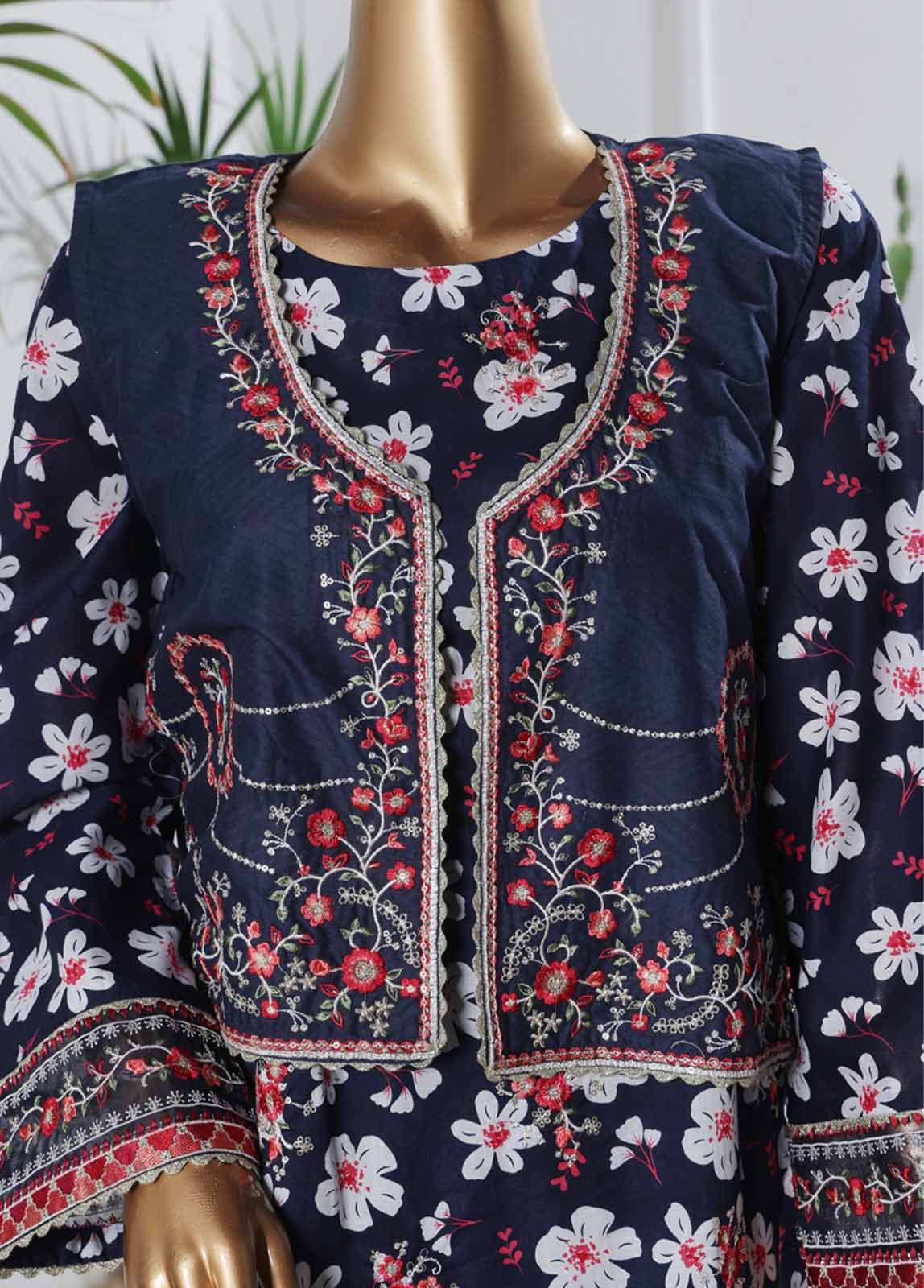 Bin Saeed Fabric - SME-KT-0804 -3 Piece Embroidered Coat Styled Stitched Suit