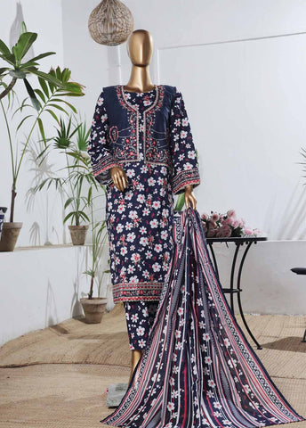 Bin Saeed Fabric - SME-KT-0804 -3 Piece Embroidered Coat Styled Stitched Suit