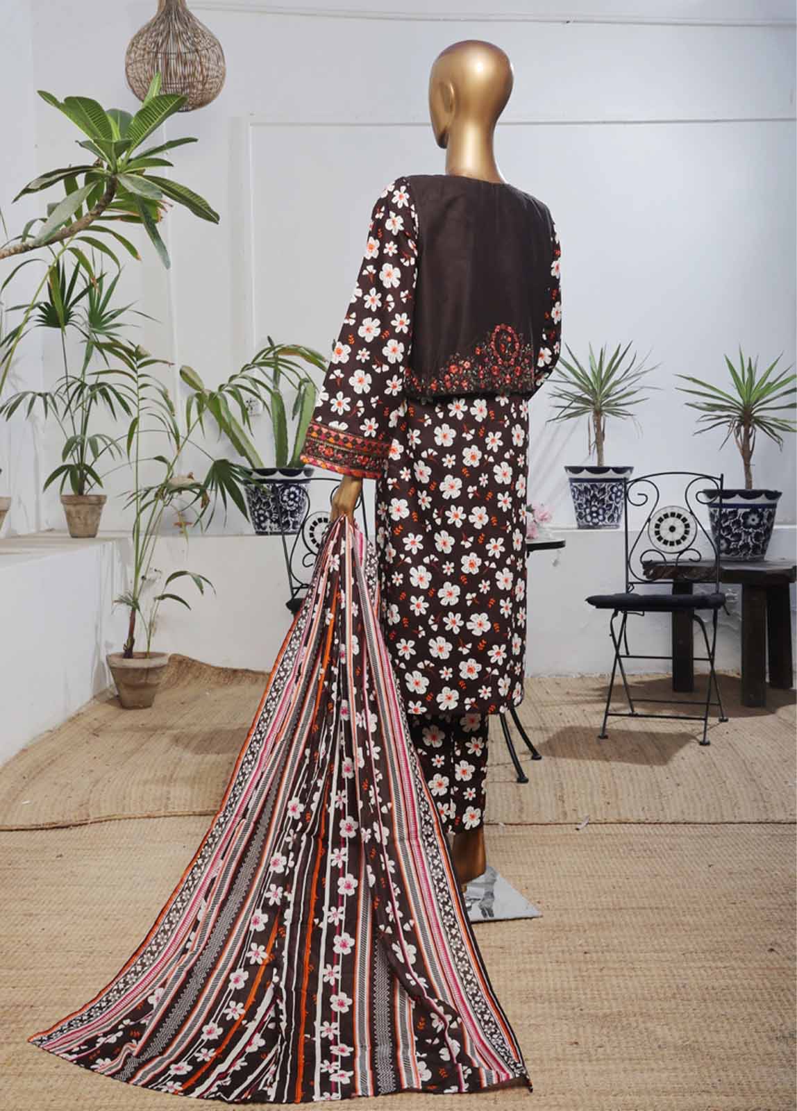Bin Saeed Fabric - SME-KT-0805 -3 Piece Embroidered Coat Styled Stitched Suit