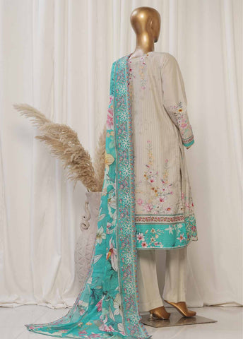 Bin Saeed Fabric - SMED-001- 3 Piece Printed Embroidered Stitched Suit