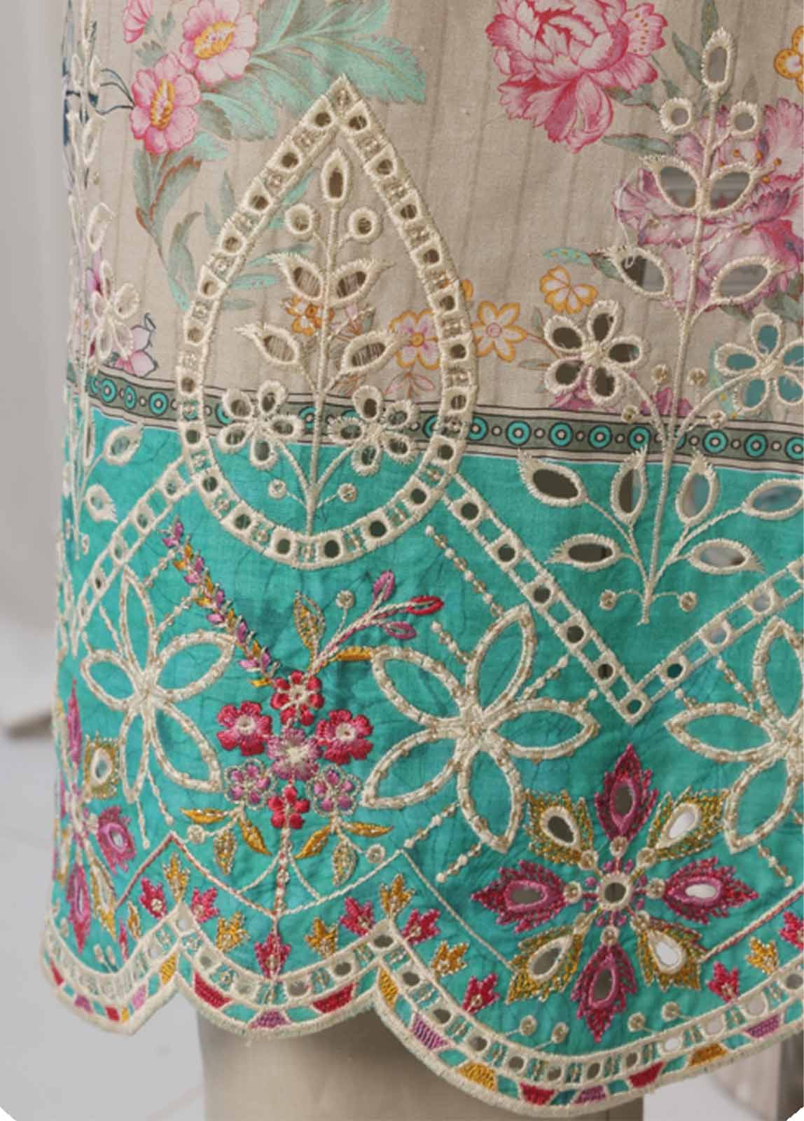 Bin Saeed Fabric - SMED-001- 3 Piece Printed Embroidered Stitched Suit