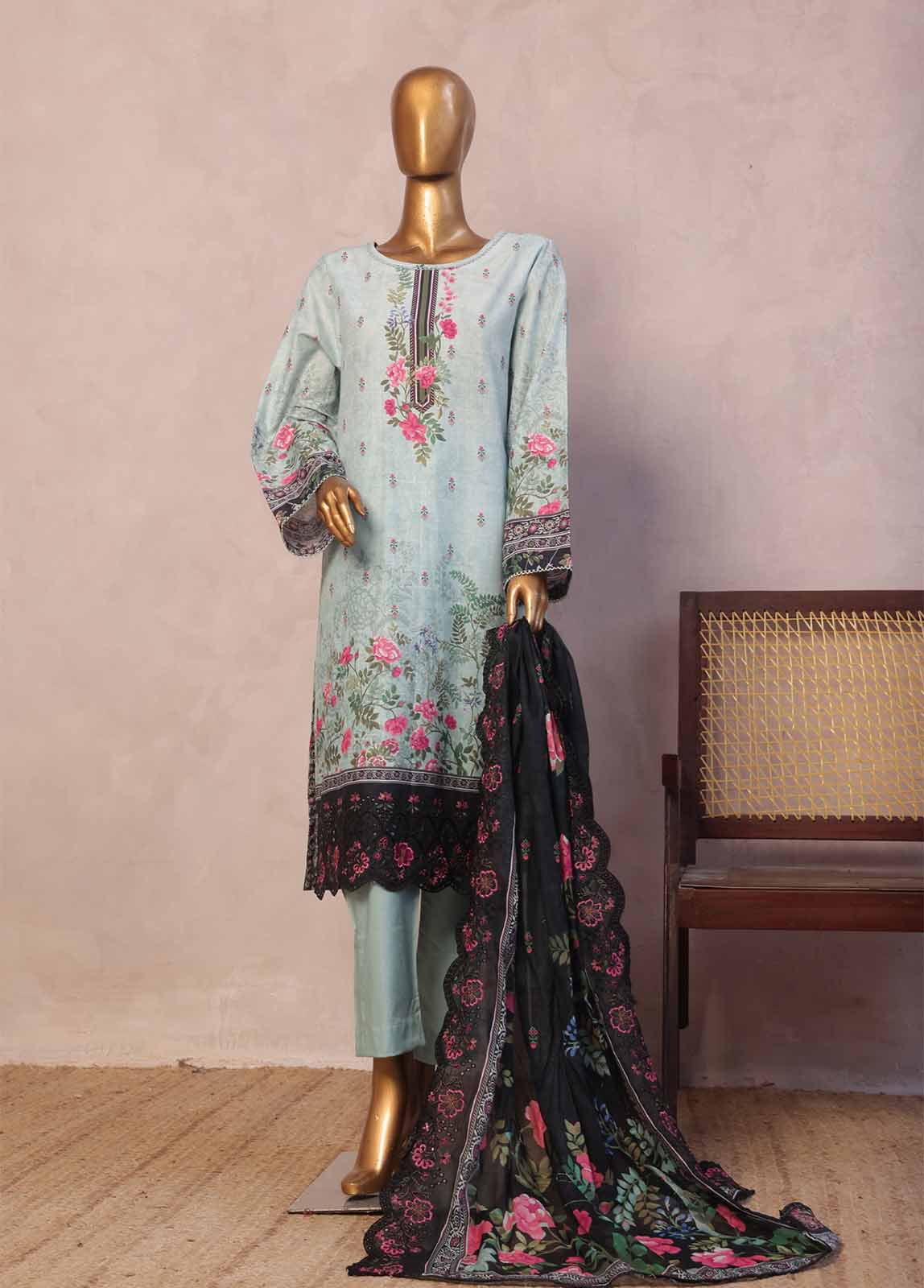 Bin Saeed Fabric - SMED-002 -3 Piece Embroidered Stitched Suit