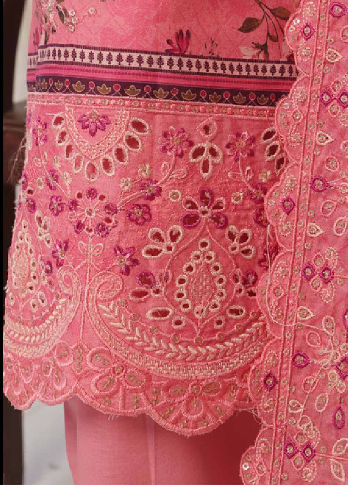 Bin Saeed Fabric - SMED-004- 3 Piece Printed Embroidered Stitched Suit