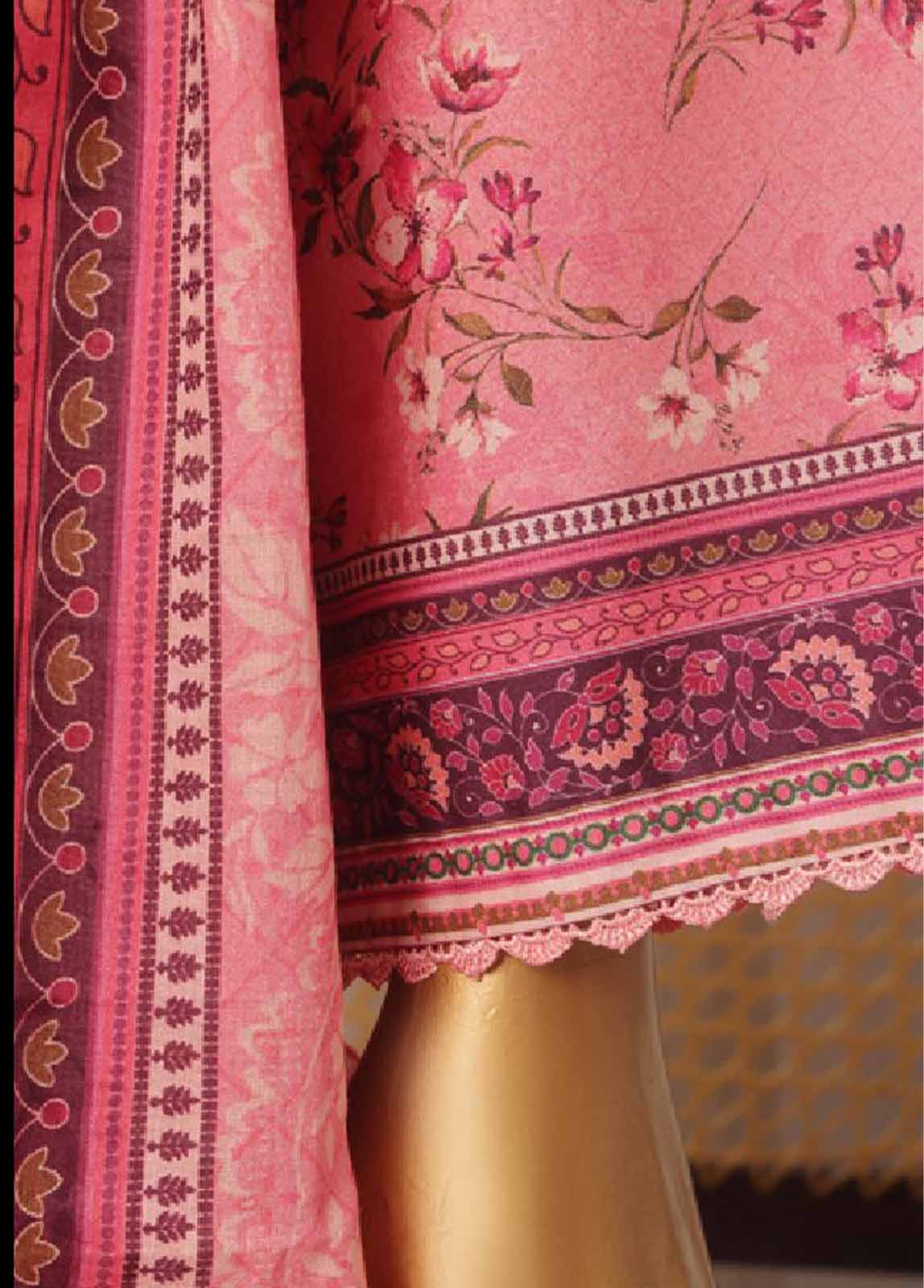 Bin Saeed Fabric - SMED-004- 3 Piece Printed Embroidered Stitched Suit