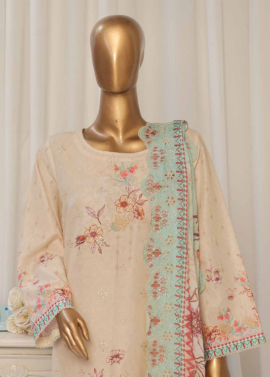 Bin Saeed Fabric - SMED-008- 3 Piece Printed Embroidered Stitched Suit