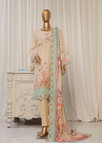 SMED-008- 3 Piece Printed Embroidered Stitched Suit