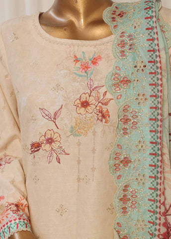 SMED-008- 3 Piece Printed Embroidered Stitched Suit