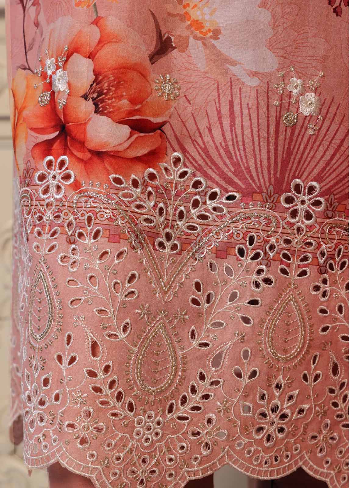 Bin Saeed Fabric - SMED-010- 3 Piece Printed Embroidered Stitched Suit