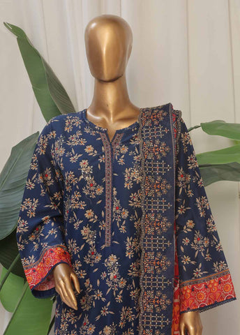 Bin Saeed Fabric - SMED-011- 3 Piece Printed Embroidered Stitched Suit