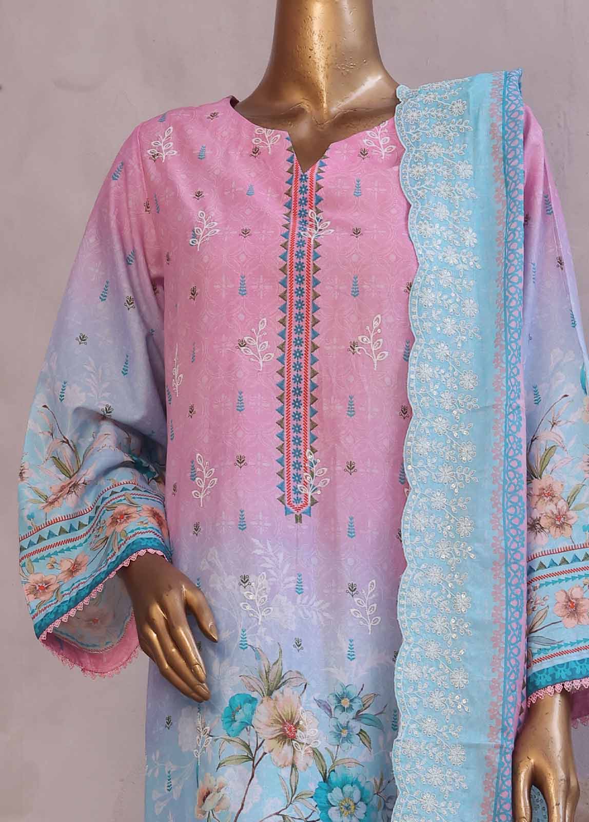 Bin Saeed Fabric - SMED-013 -3 Piece Embroidered Stitched Suit