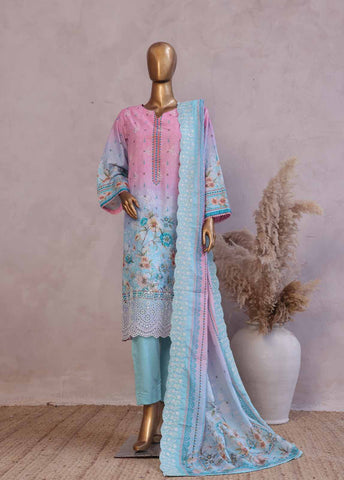 Bin Saeed Fabric - SMED-013 -3 Piece Embroidered Stitched Suit