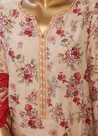 SMED-018- 3 Piece Printed Embroidered Stitched Suit