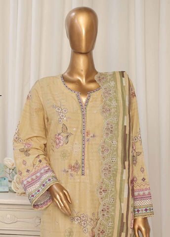 SMED-021- 3 Piece Printed Embroidered Stitched Suit