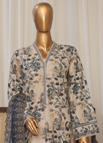 Bin Saeed Fabric - SMED-022- 3 Piece Printed Embroidered Stitched Suit