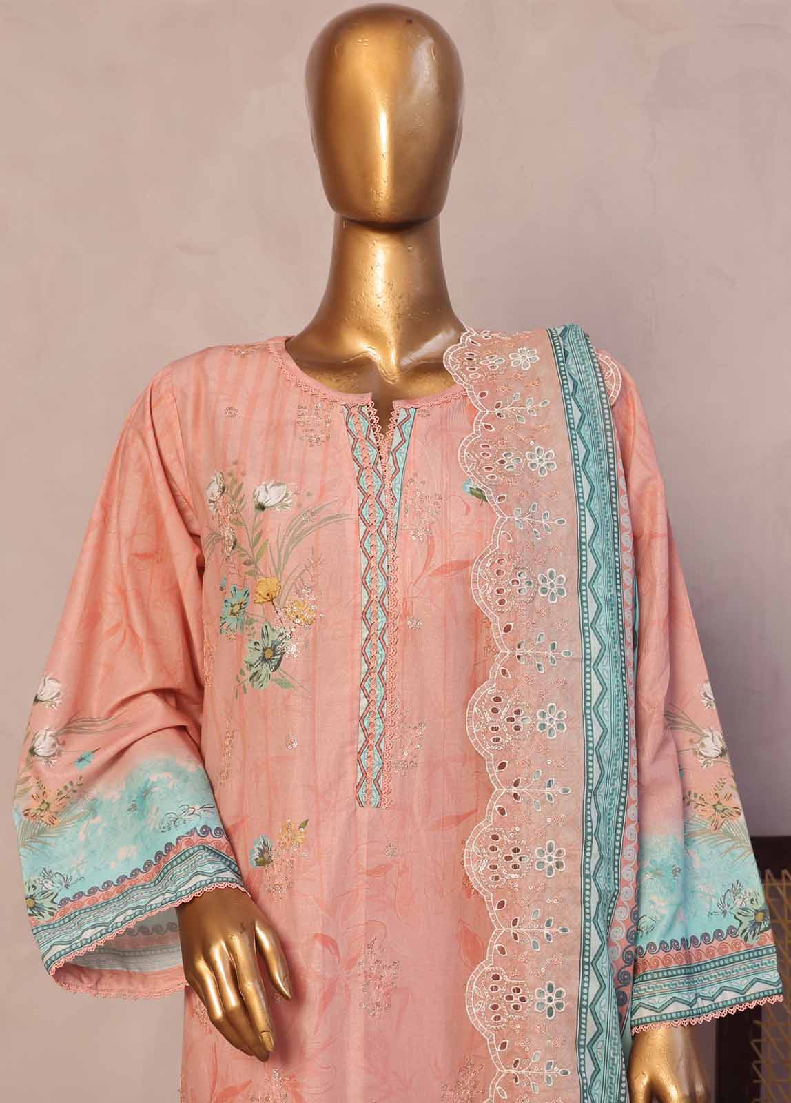 Bin Saeed Fabric - SMED-023 -3 Piece Embroidered Stitched Suit