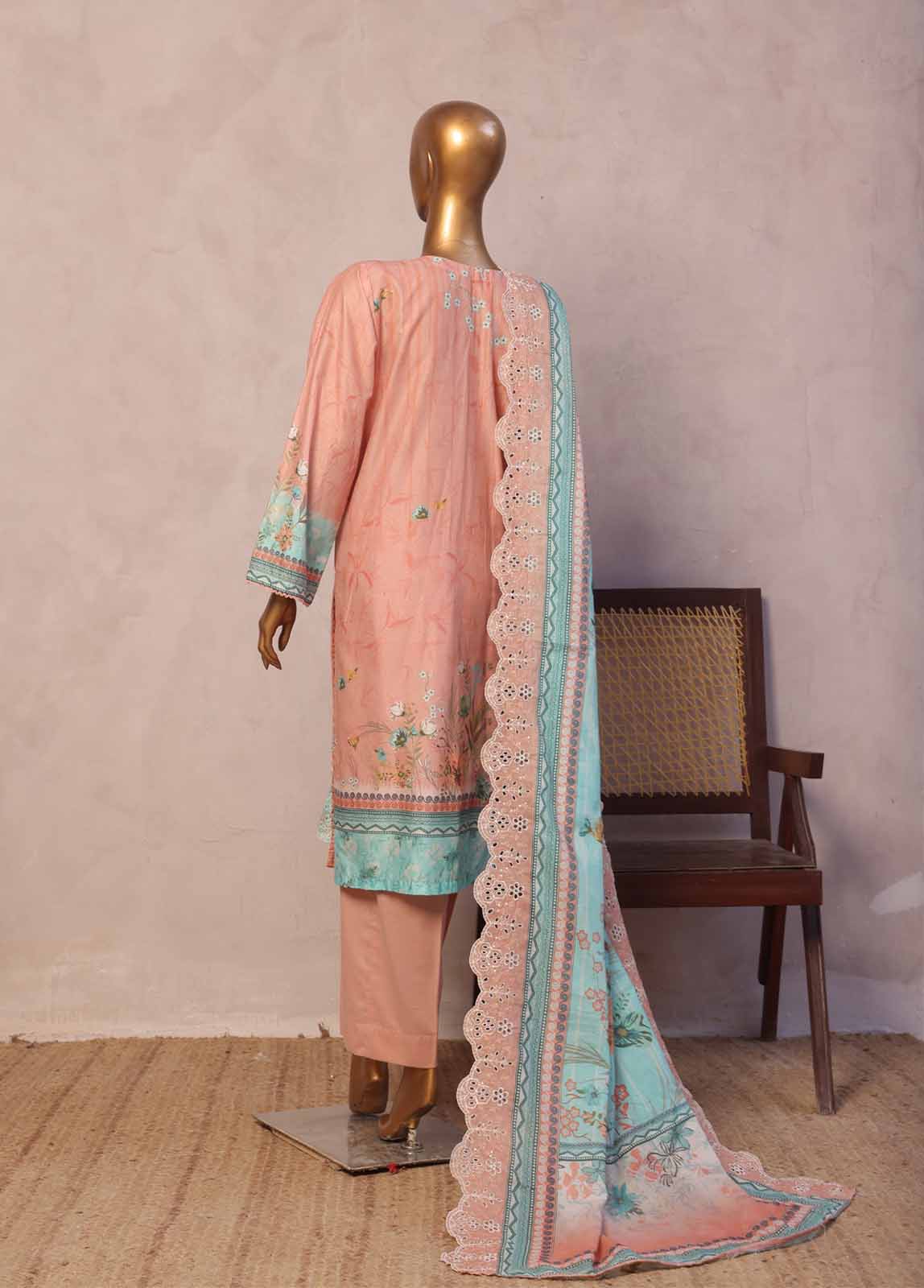 Bin Saeed Fabric - SMED-023 -3 Piece Embroidered Stitched Suit