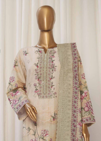 SMED-024- 3 Piece Printed Embroidered Stitched Suit