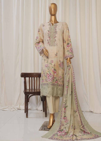 SMED-024- 3 Piece Printed Embroidered Stitched Suit