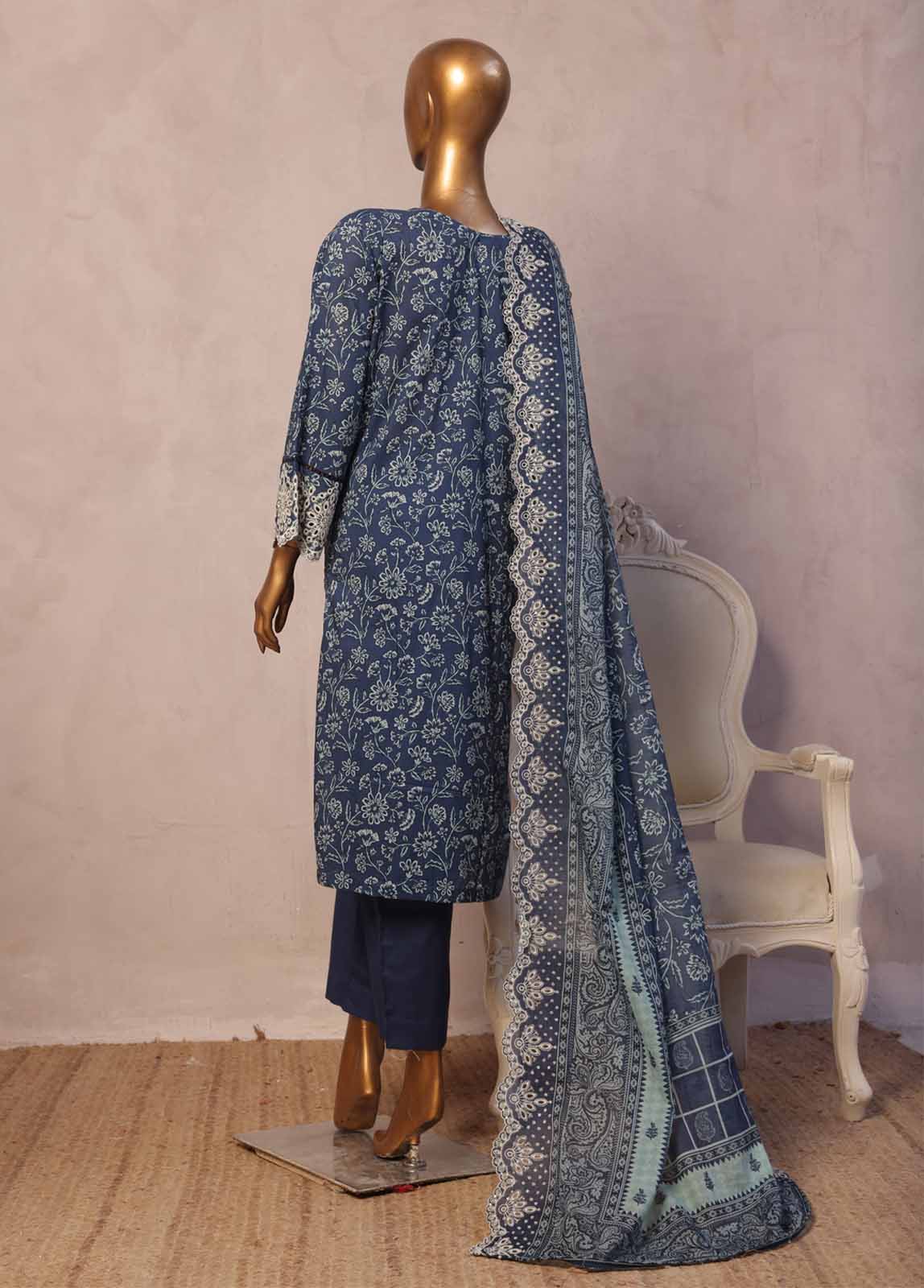 Bin Saeed Fabric - SMED-052 -3 Piece Embroidered Stitched Suit
