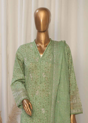 Bin Saeed Fabric - SMED-053- 3 Piece Printed Embroidered Stitched Suit