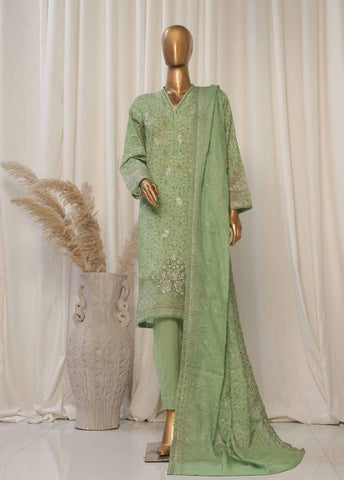 Bin Saeed Fabric - SMED-053- 3 Piece Printed Embroidered Stitched Suit