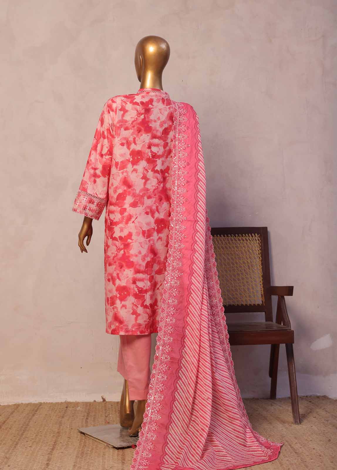 Bin Saeed Fabric - SMED-054 -3 Piece Embroidered Stitched Suit