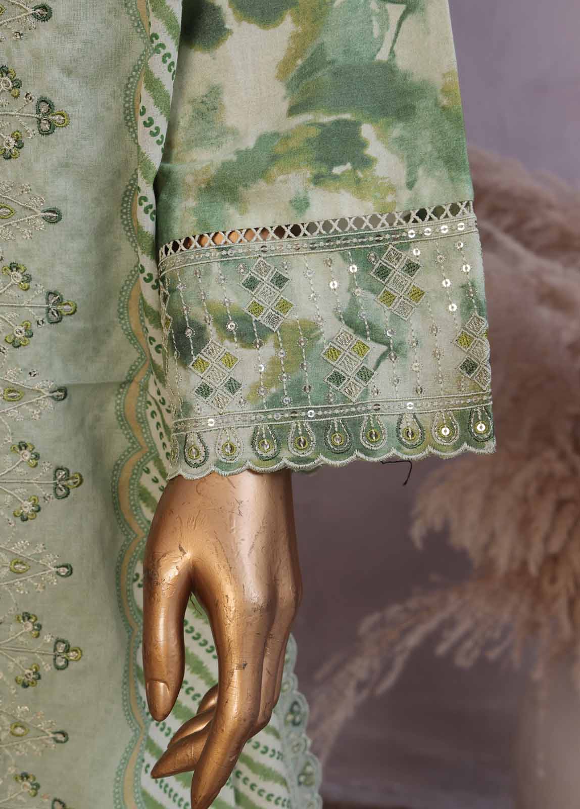 Bin Saeed Fabric - SMED-055 -3 Piece Embroidered Stitched Suit