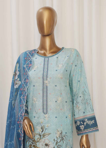 SMED-017- 3 Piece Printed Embroidered Stitched Suit