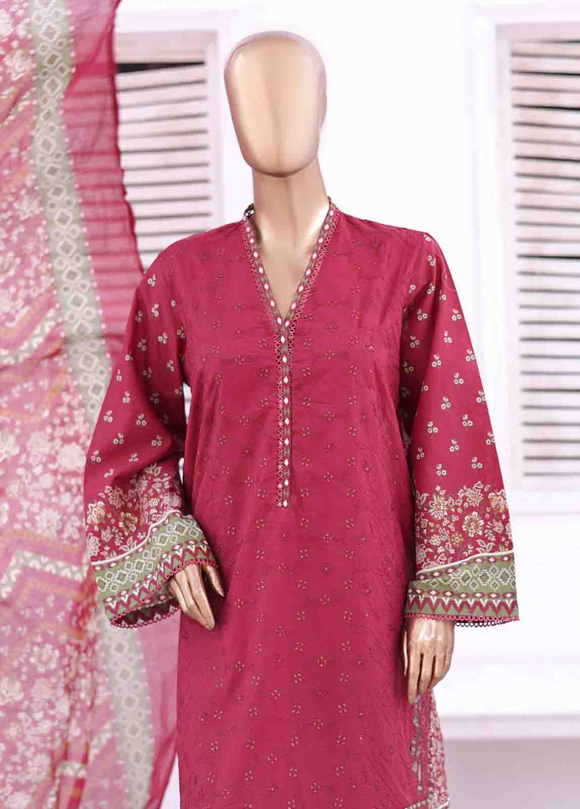Bin Saeed Fabric - SMEMB-001 B- 3 Piece Embroidered Stitched Suit