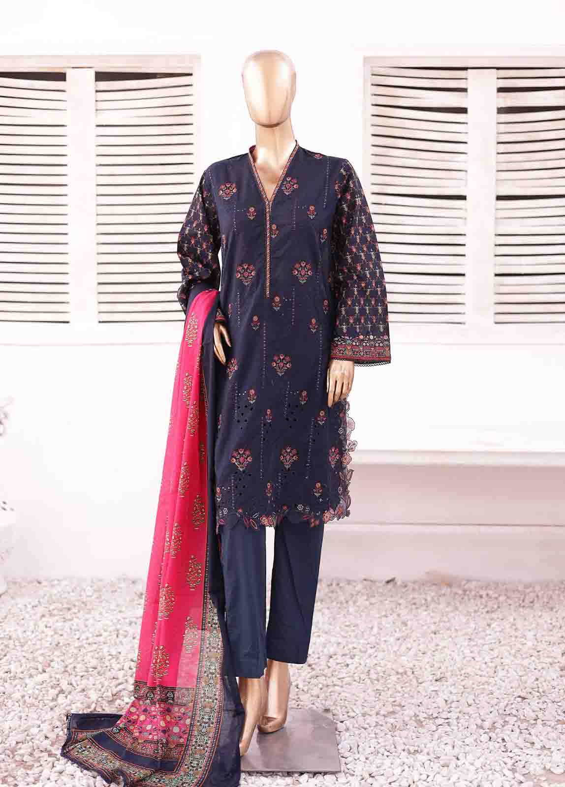 Bin Saeed Fabric - SMEMB-004 - 3 Piece Embroidered Stitched Suit