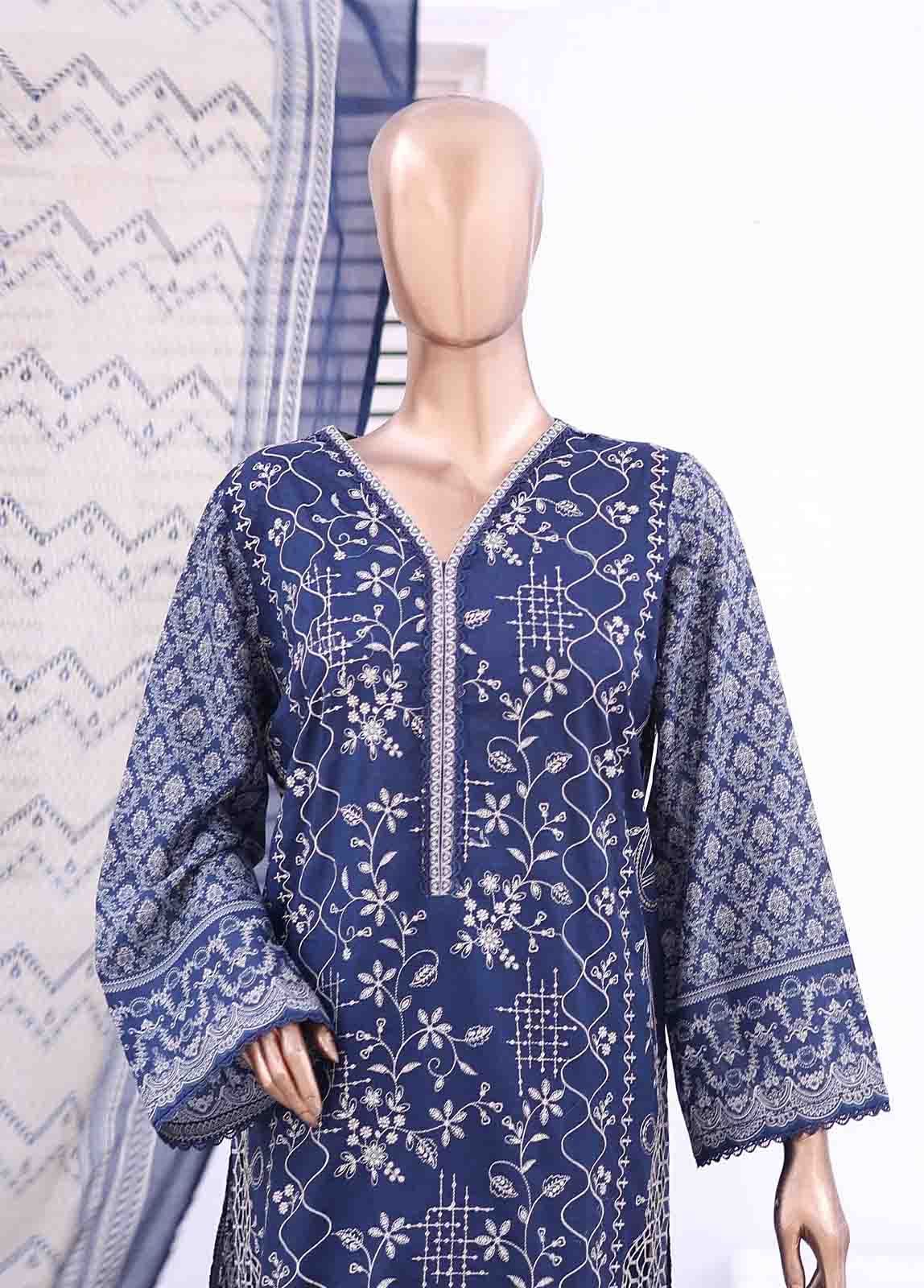 Bin Saeed Fabric - SMEMB-005- 3 Piece Embroidered Stitched Suit