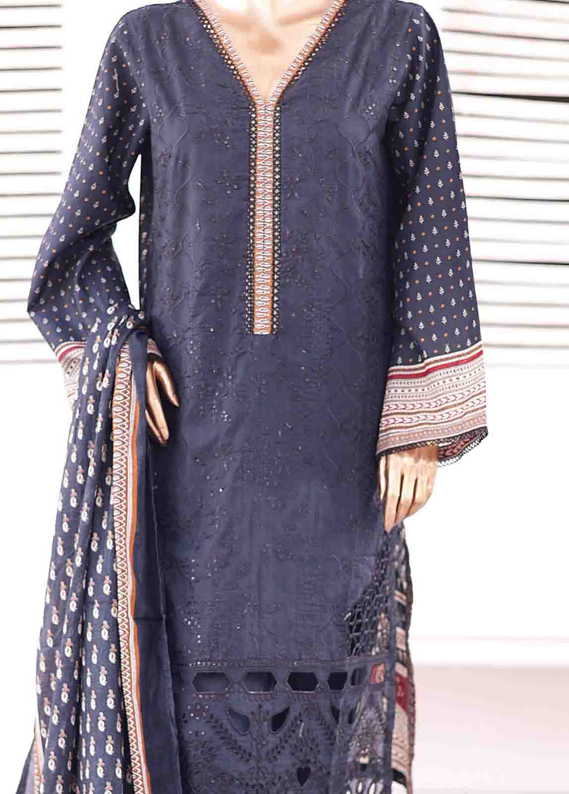 Bin Saeed Fabric - SMEMB-008 B- 3 Piece Embroidered Stitched Suit