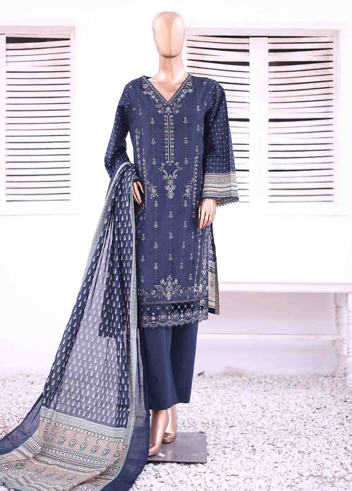 Bin Saeed Fabric - SMEMB-009- 3 Piece Embroidered Stitched Suit