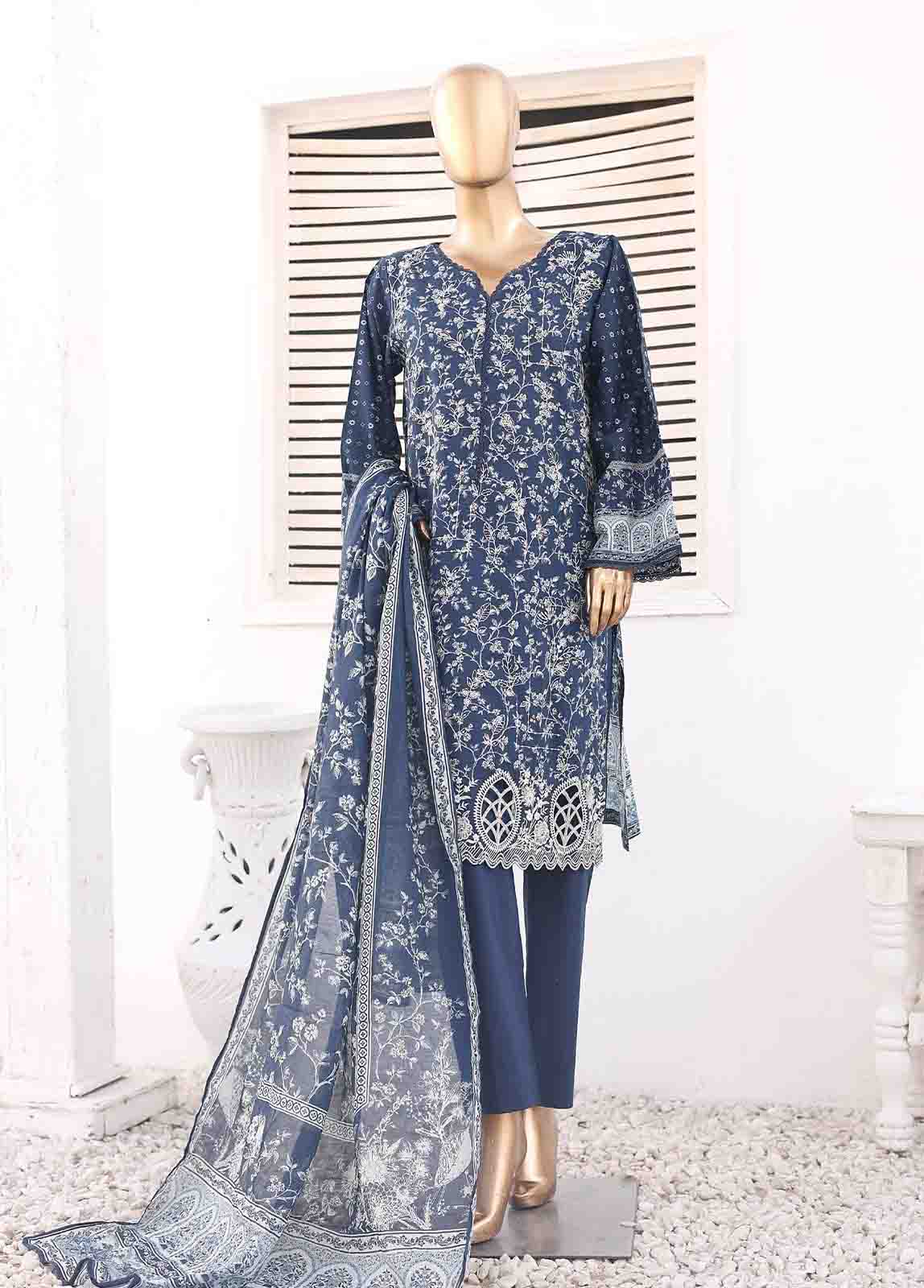 Bin Saeed Fabric - SMEMB-0100- 3 Piece Embroidered Stitched Suit