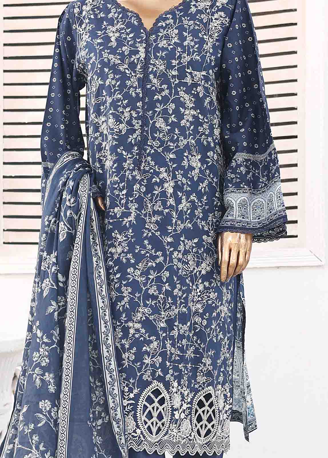 Bin Saeed Fabric - SMEMB-0100- 3 Piece Embroidered Stitched Suit