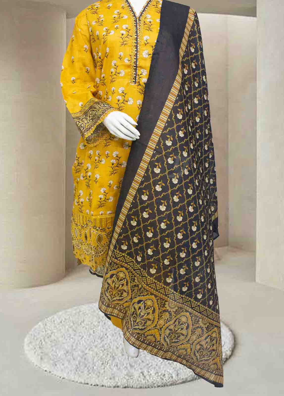 Bin Saeed Fabric - SMEMB-0102- 3 Piece Embroidered Stitched Suit